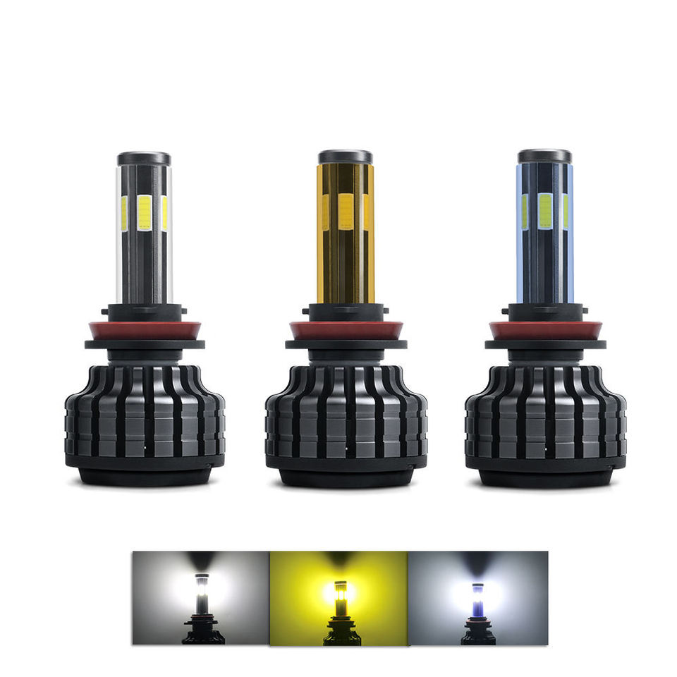 High Quality auto lighting system 6 sides 3 color H4 H7 led headlight bulb headlights accessories luces led for car