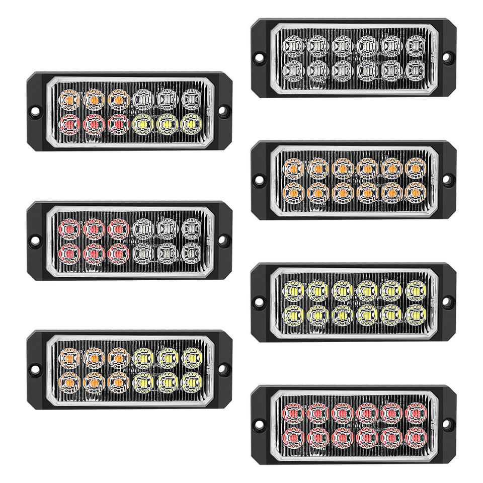 Car Lights 12V-24V Multi-mode12LED 36W IP67 Rectangle LED Driving Turn Signal Emergency Strobe Warning Flash Light Vehicle Lamps