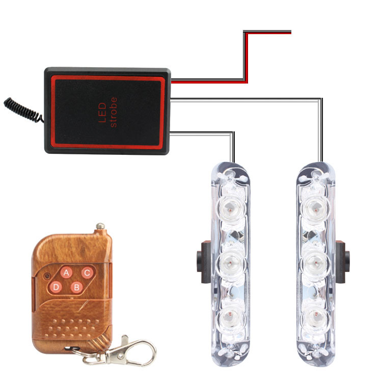 Thin wireless remote control, 6LED, one trailer, two LED, car grille explosion warning light, four trailer, six trailer, eight trailer