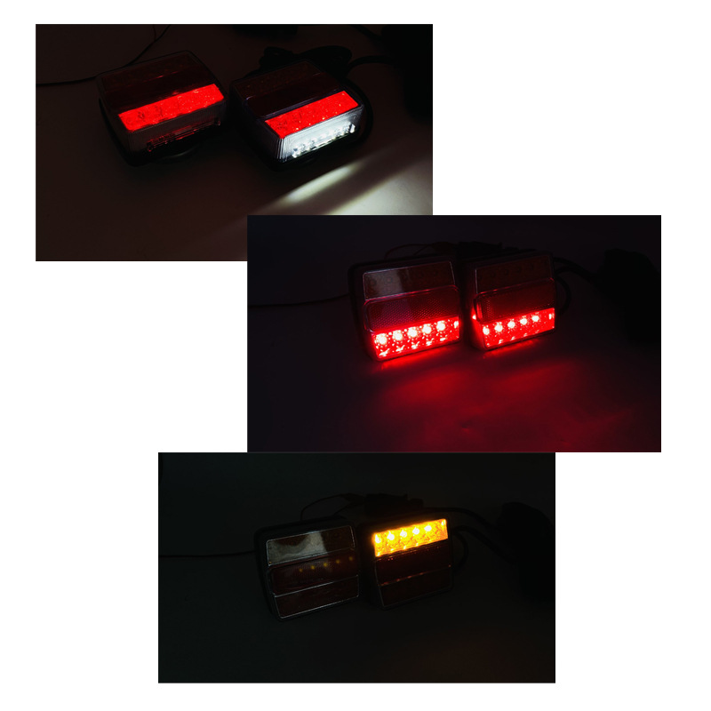 10LED square red yellow transparent cover RV trailer tail light with magnet, 7-core European and American standard adhesive, IP67 waterproof