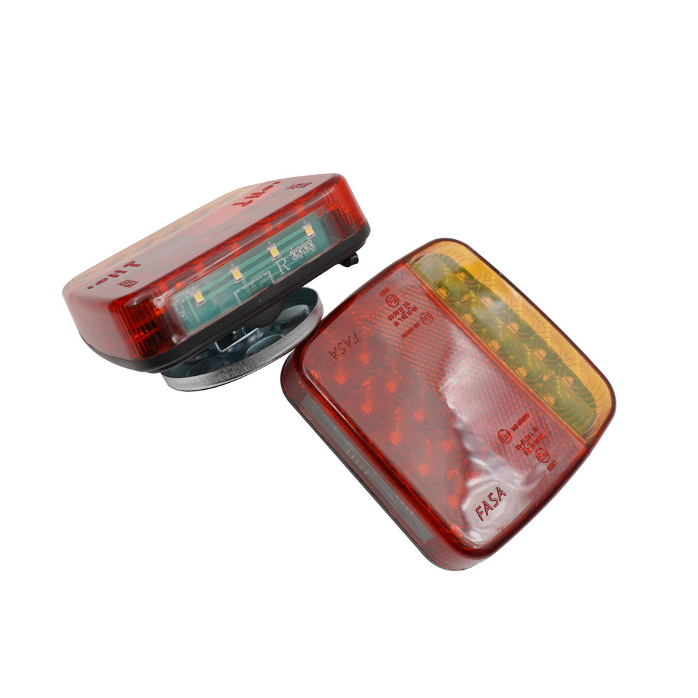 20LED wireless rounded square red and yellow cover European and American standard trailer tail lights 12-24V wide pressure band battery