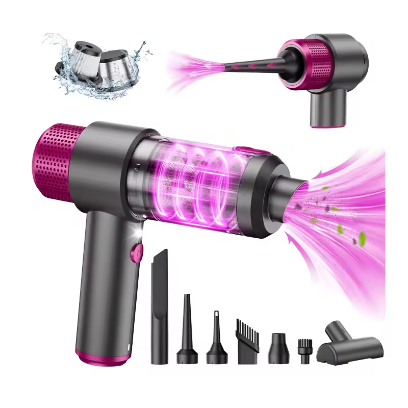 High Power Portable Cordless Handheld Car Vacuum Cleaner Durable LED Light with Multi-Nozzles Air Duster